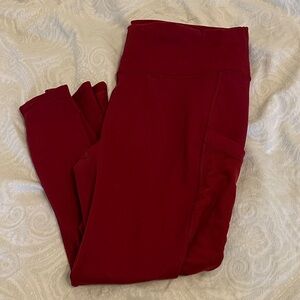 Fabletics High-Waist Capri Leggings in Burgundy Red